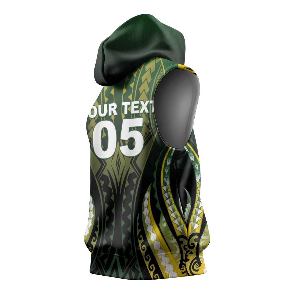 Custom Cook Islands Rugby Sleeveless Hoodie Unique Style Black Version LT05 - Polynesian Pride