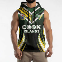 Custom Cook Islands Rugby Sleeveless Hoodie Unique Style Black Version LT05 - Polynesian Pride