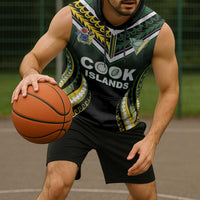 Custom Cook Islands Rugby Sleeveless Hoodie Unique Style Black Version LT05 - Polynesian Pride