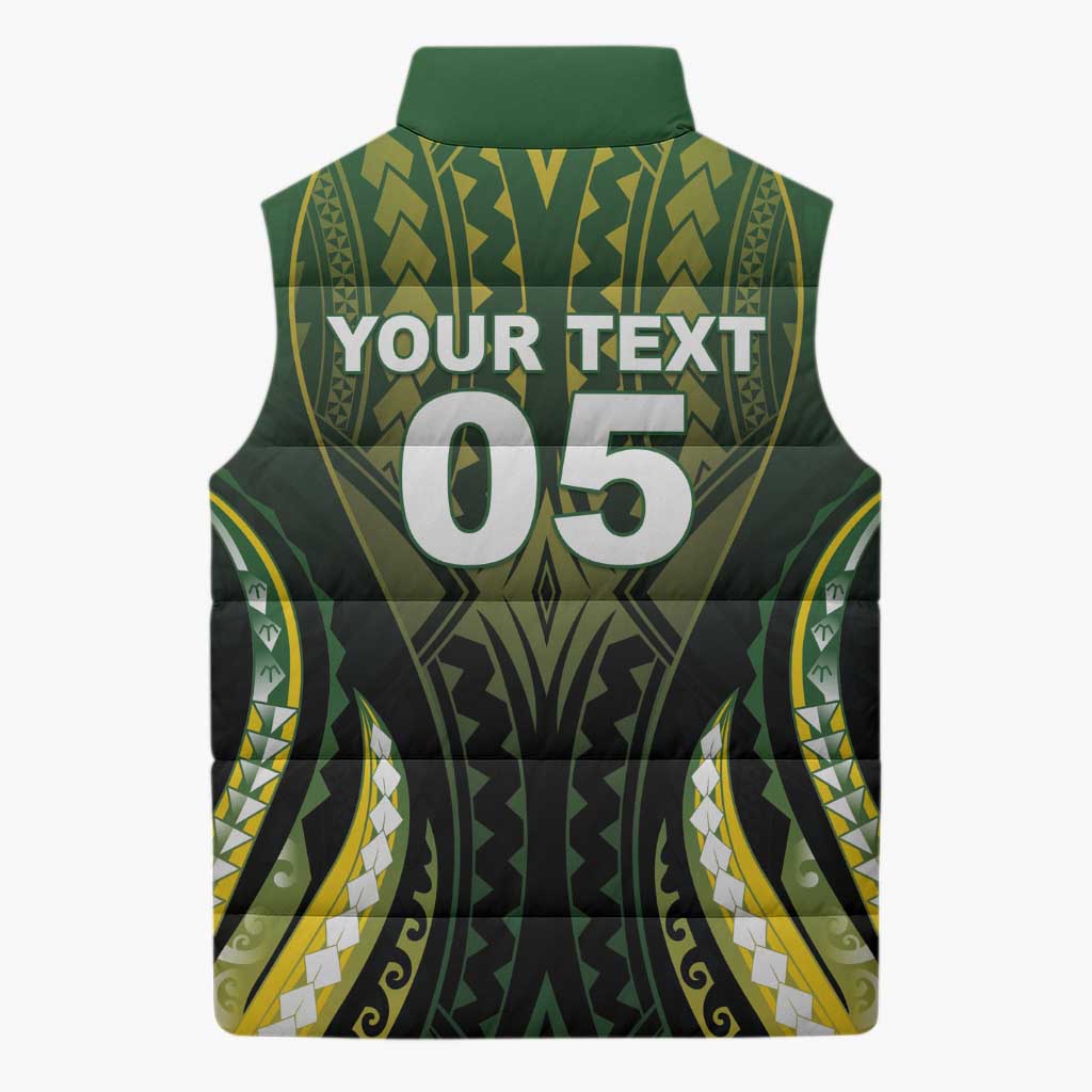 Custom Cook Islands Rugby Sleeveless Puffer Jacket Unique Style Black Version LT05 - Polynesian Pride