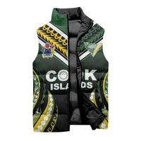 Custom Cook Islands Rugby Sleeveless Puffer Jacket Unique Style Black Version LT05 - Polynesian Pride