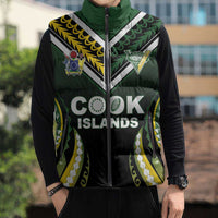 Custom Cook Islands Rugby Sleeveless Puffer Jacket Unique Style Black Version LT05 - Polynesian Pride