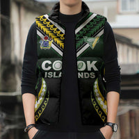 Custom Cook Islands Rugby Sleeveless Puffer Jacket Unique Style Black Version LT05 - Polynesian Pride