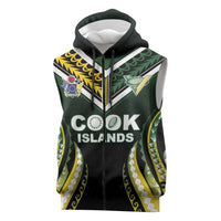 Custom Cook Islands Rugby Sleeveless Zip Hoodie Unique Style Black Version LT05 Black - Polynesian Pride