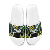 Cook Islands Rugby Slide Sandals Unique Style Black Version LT05 Black - Polynesian Pride