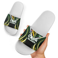 Cook Islands Rugby Slide Sandals Unique Style Black Version LT05 - Polynesian Pride