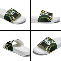 Cook Islands Rugby Slide Sandals Unique Style Black Version LT05 - Polynesian Pride