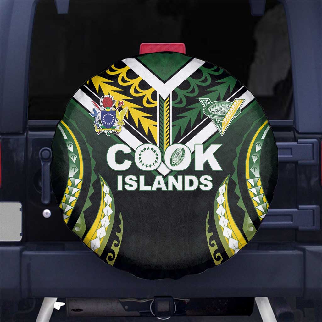 Cook Islands Rugby Spare Tire Cover Unique Style Black Version LT05 No hole Black - Polynesian Pride