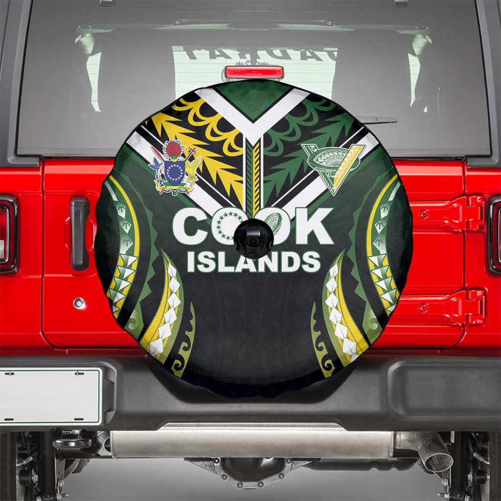 Cook Islands Rugby Spare Tire Cover Unique Style Black Version LT05 - Polynesian Pride