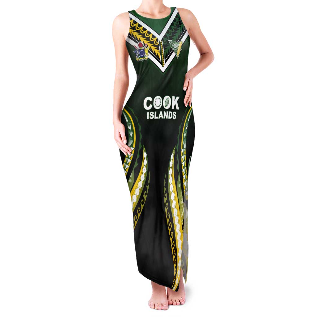 Custom Cook Islands Rugby Tank Maxi Dress Unique Style Black Version LT05 Women Black - Polynesian Pride