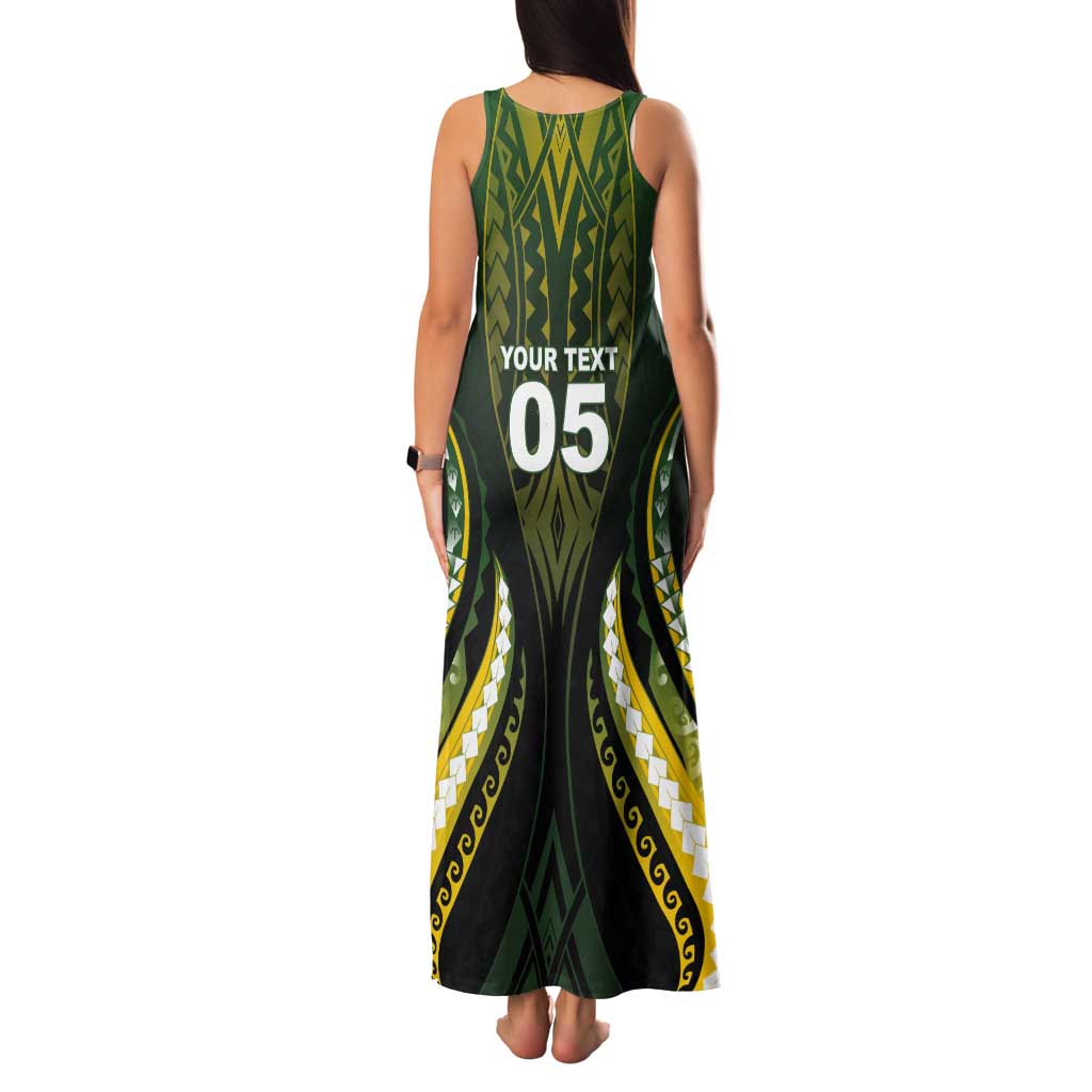 Custom Cook Islands Rugby Tank Maxi Dress Unique Style Black Version LT05 - Polynesian Pride