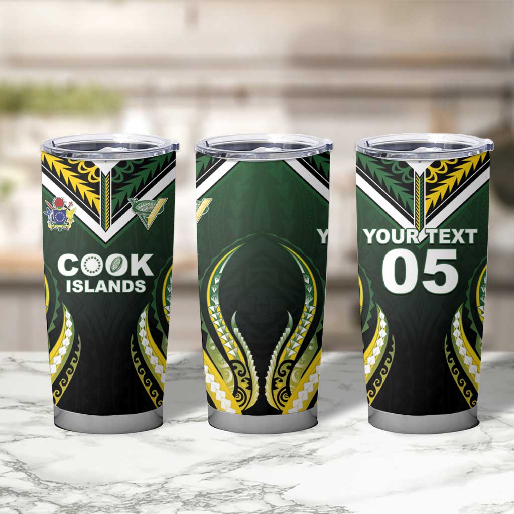 Custom Cook Islands Rugby Tumbler Cup Unique Style Black Version LT05 - Polynesian Pride