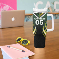 Custom Cook Islands Rugby Tumbler With Handle Unique Style Black Version LT05 - Polynesian Pride