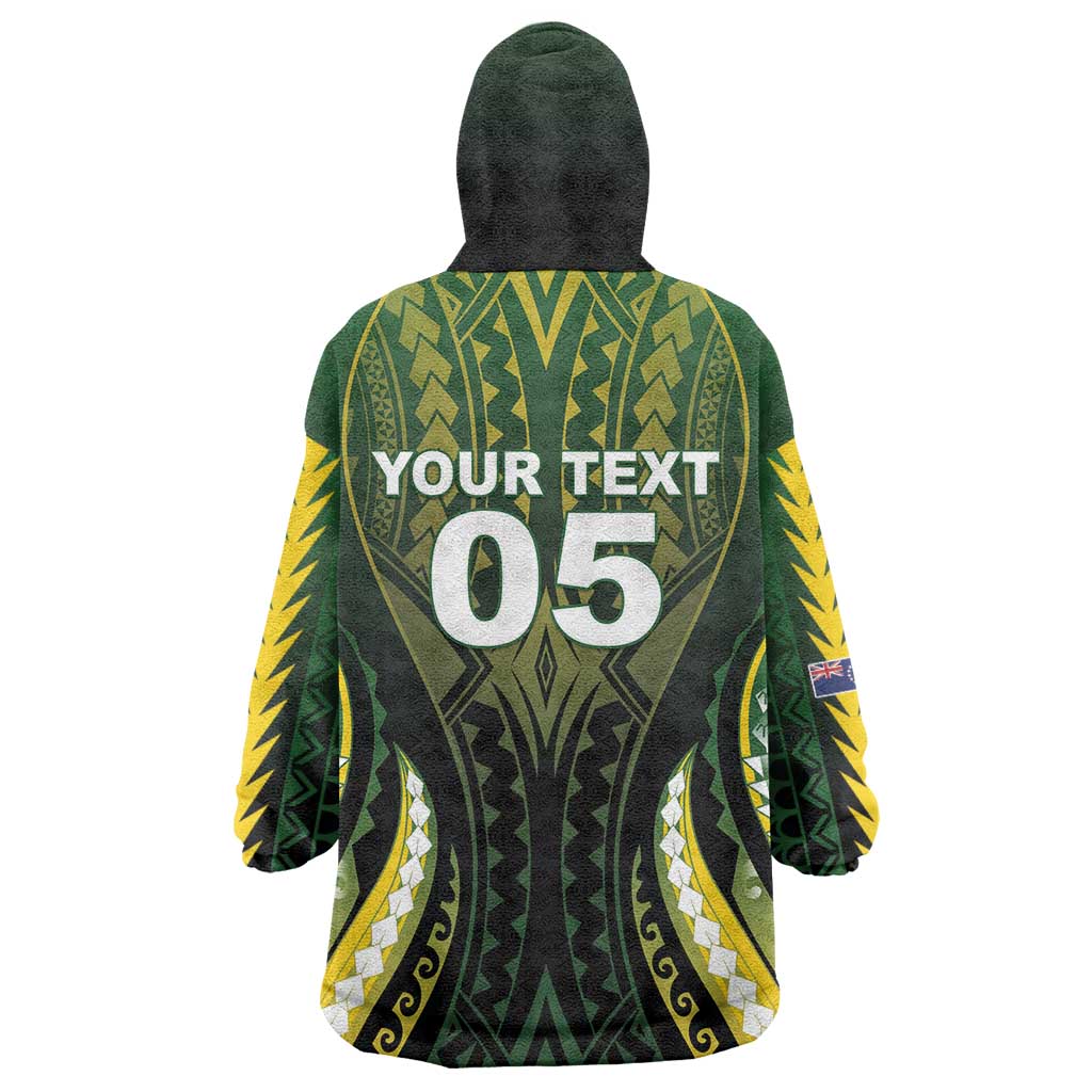 Custom Cook Islands Rugby Wearable Blanket Hoodie Unique Style Black Version LT05 - Polynesian Pride