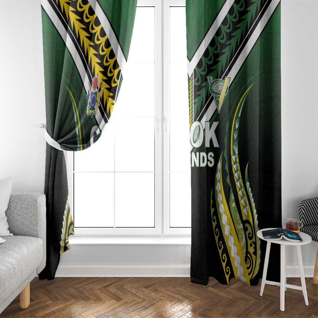 Cook Islands Rugby Window Curtain Unique Style Black Version LT05 - Polynesian Pride