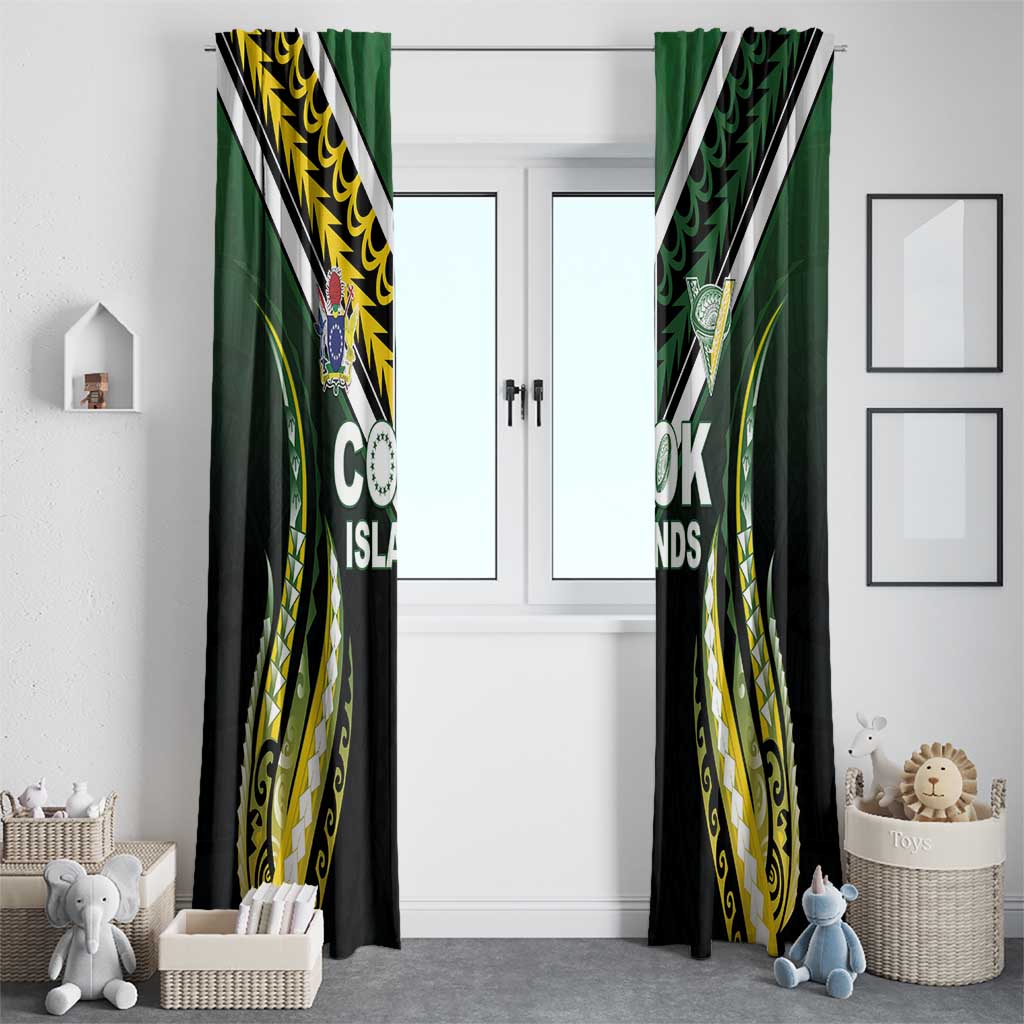 Cook Islands Rugby Window Curtain Unique Style Black Version LT05 - Polynesian Pride