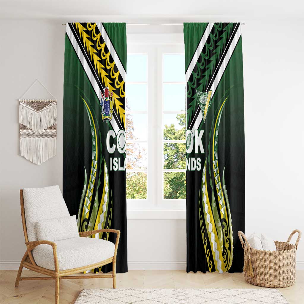 Cook Islands Rugby Window Curtain Unique Style Black Version LT05 - Polynesian Pride