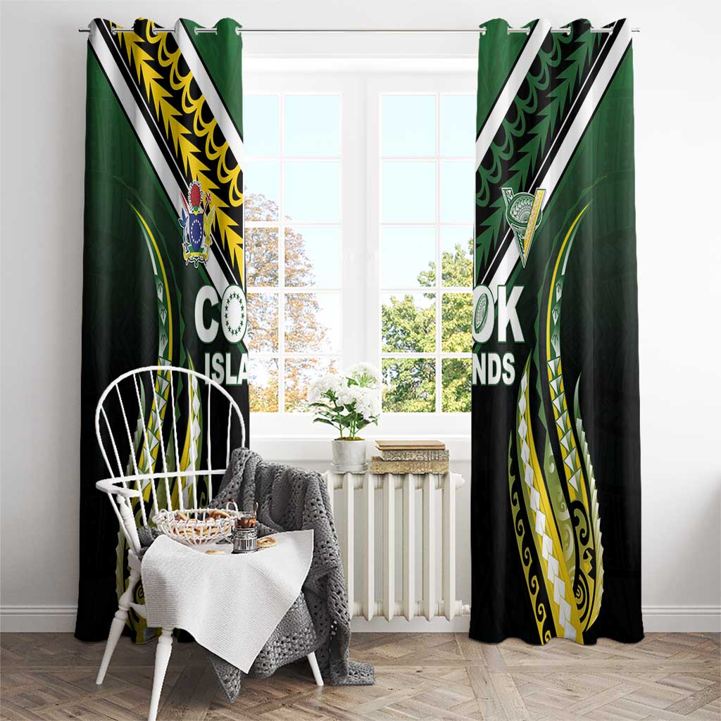 Cook Islands Rugby Window Curtain Unique Style Black Version LT05 - Polynesian Pride