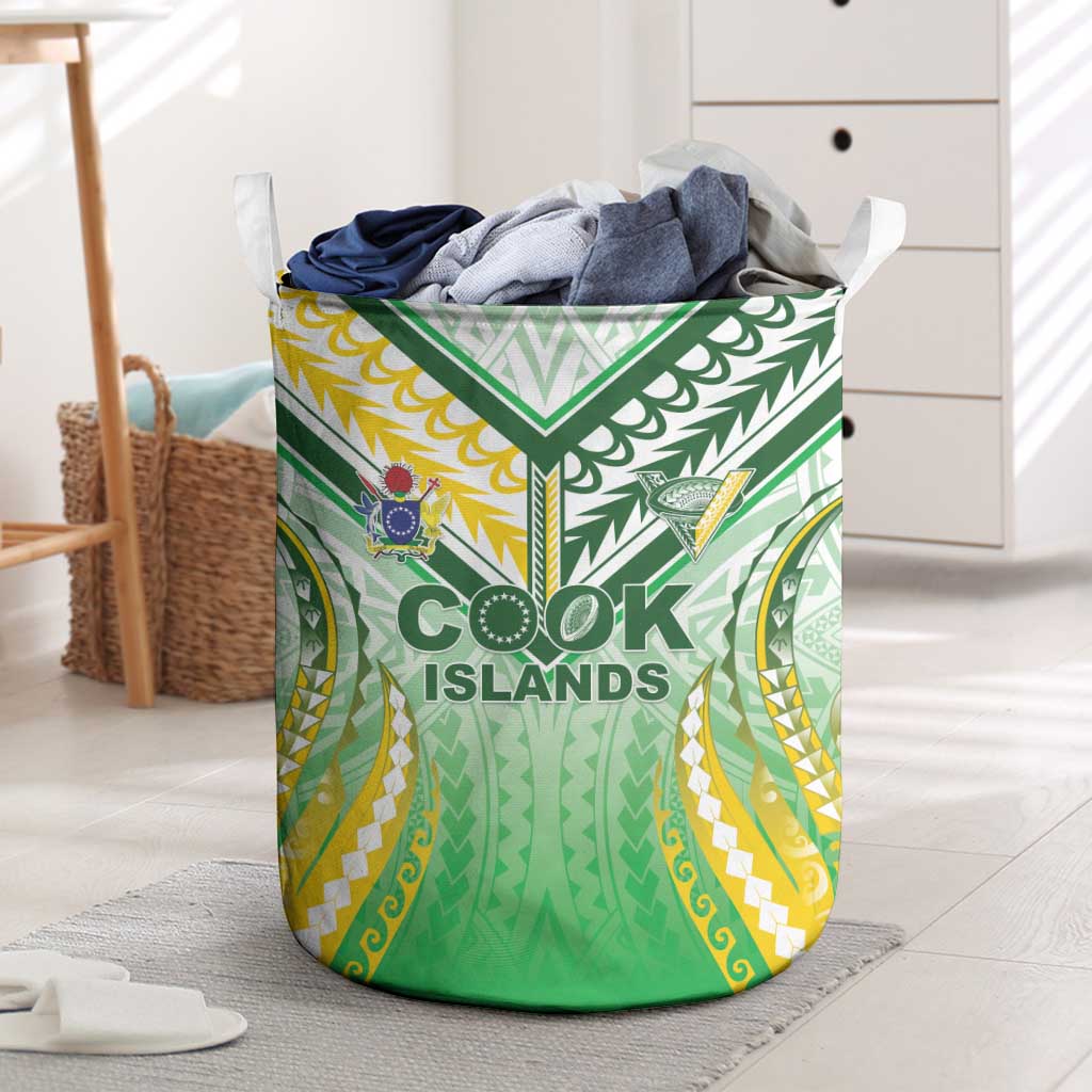 Cook Islands Rugby Laundry Basket Unique Style White Version LT05 White - Polynesian Pride