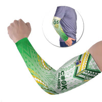 Custom Cook Islands Rugby Arm Sleeves Unique Style White Version LT05 Set of 2 White - Polynesian Pride