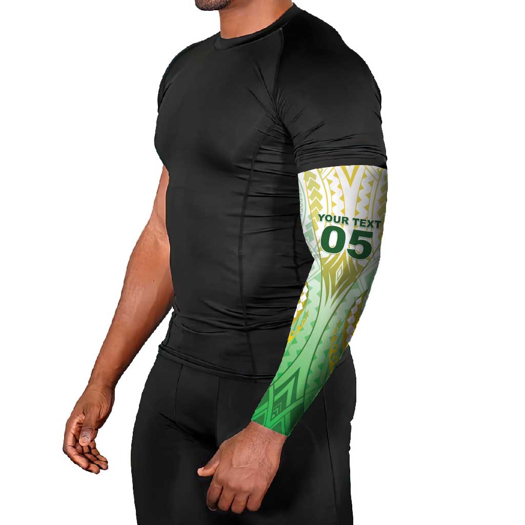 Custom Cook Islands Rugby Arm Sleeves Unique Style White Version LT05 - Polynesian Pride