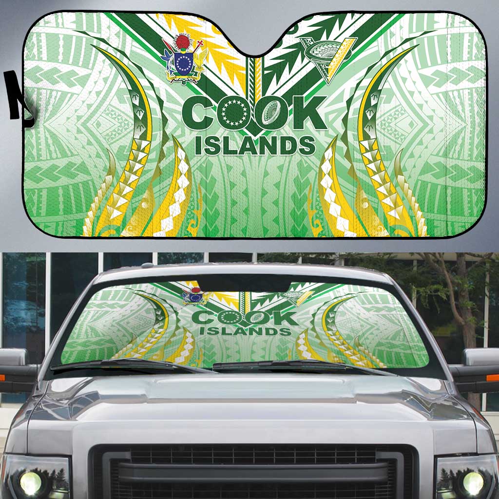 Cook Islands Rugby Auto Sun Shade Unique Style White Version LT05 White - Polynesian Pride