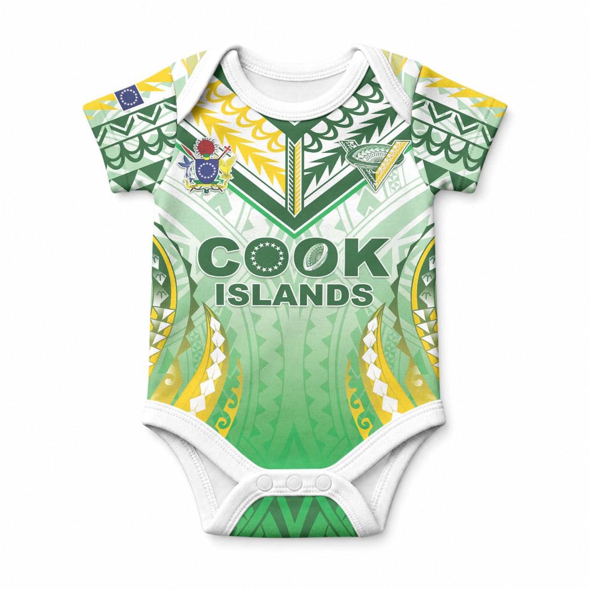 Custom Cook Islands Rugby Baby Onesie Unique Style White Version LT05 White - Polynesian Pride