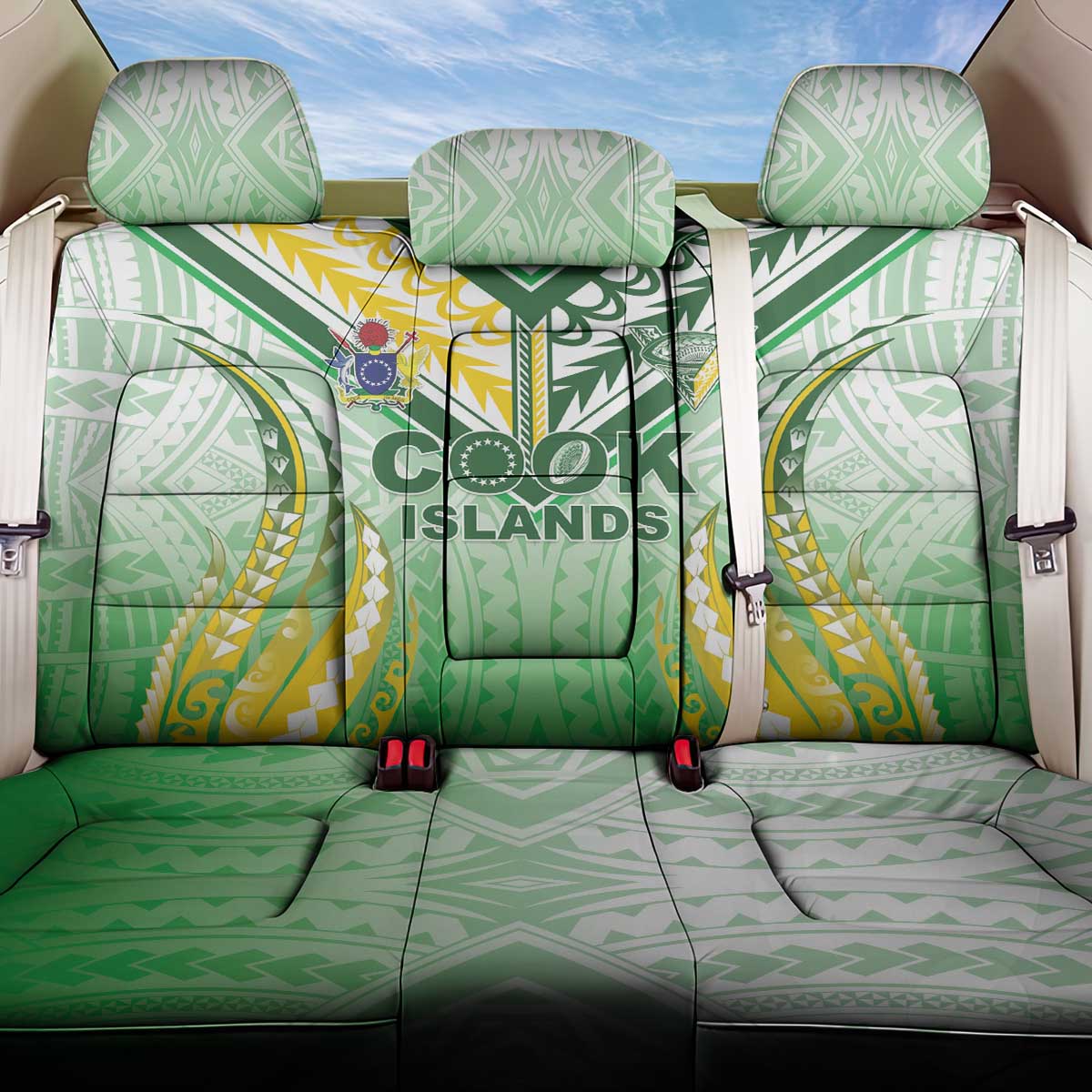 Cook Islands Rugby Back Car Seat Cover Unique Style White Version LT05 One Size White - Polynesian Pride