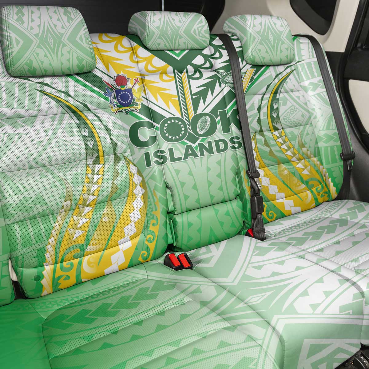 Cook Islands Rugby Back Car Seat Cover Unique Style White Version LT05 - Polynesian Pride