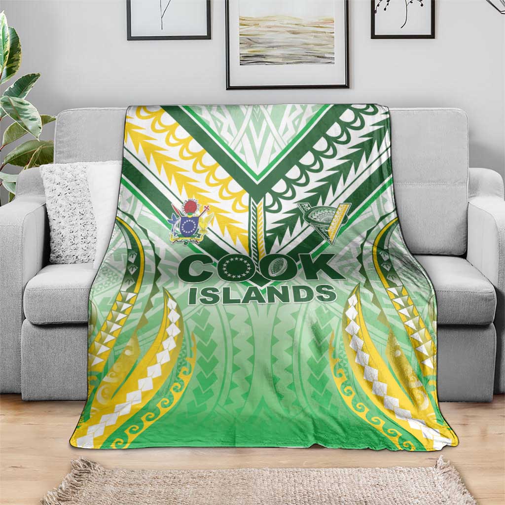 Cook Islands Rugby Blanket Unique Style White Version LT05 - Polynesian Pride