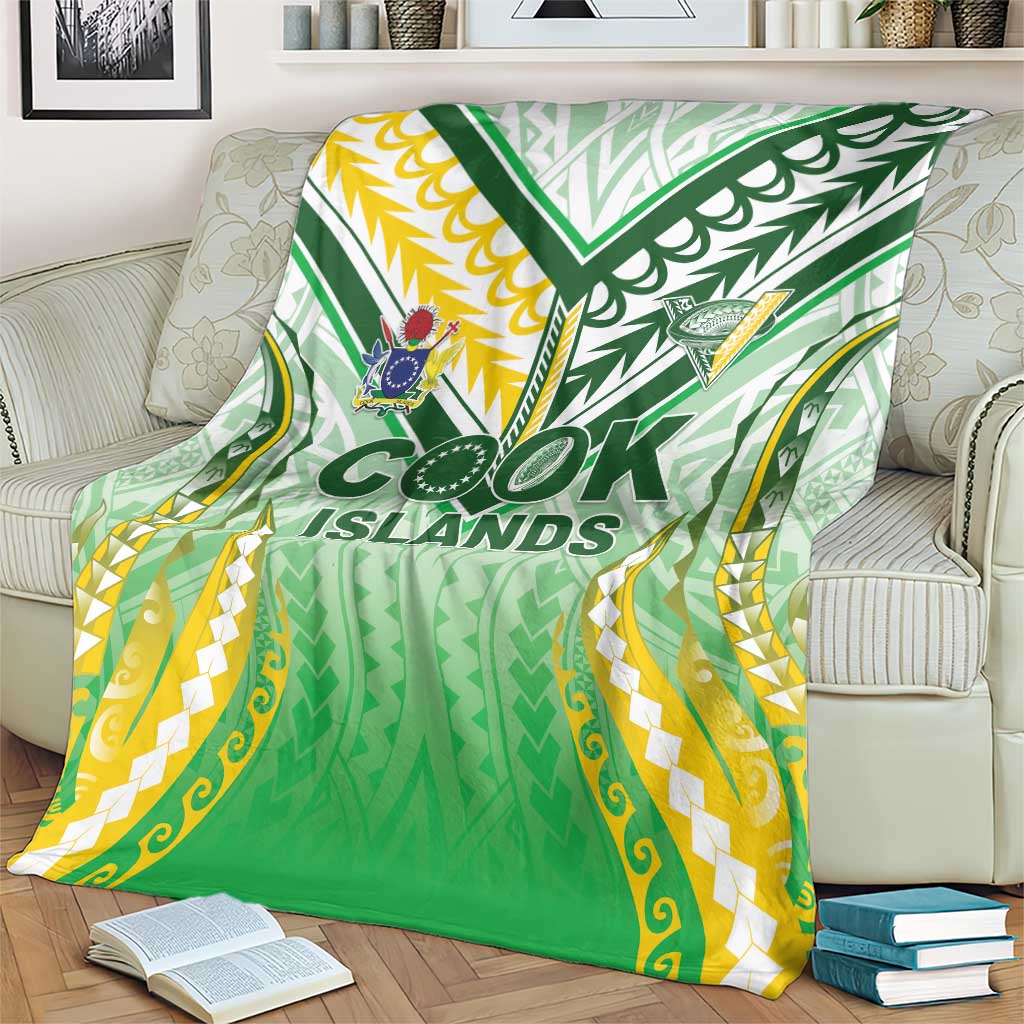 Cook Islands Rugby Blanket Unique Style White Version LT05 - Polynesian Pride