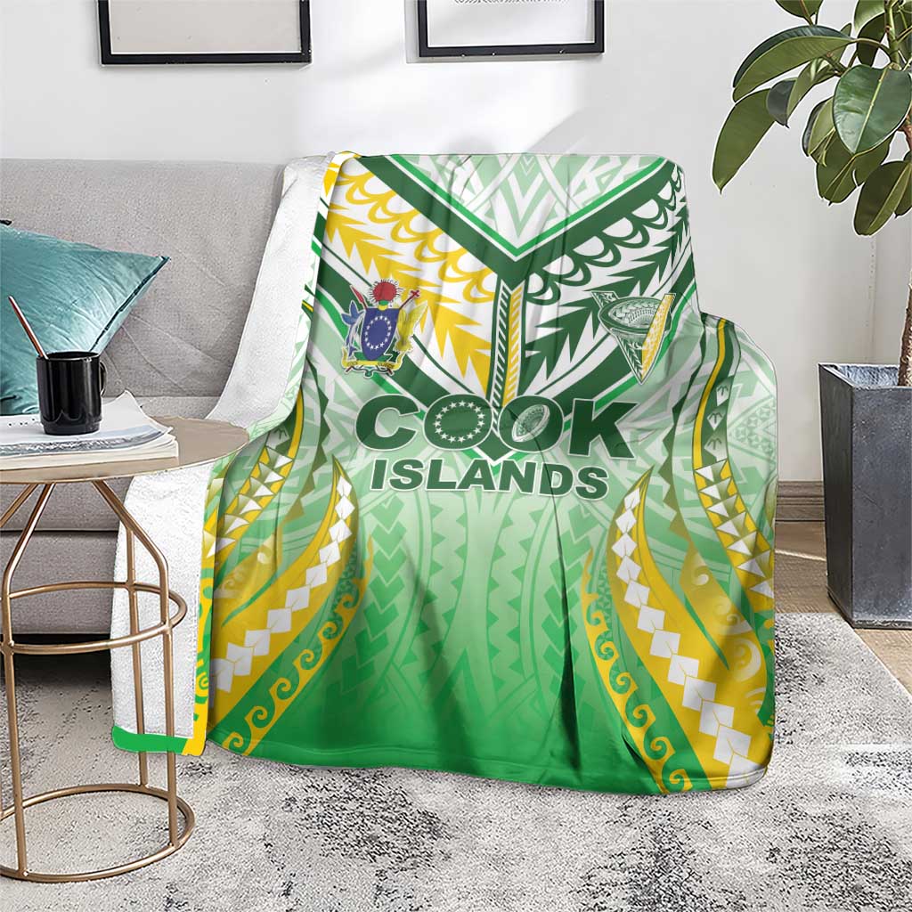 Cook Islands Rugby Blanket Unique Style White Version LT05 - Polynesian Pride