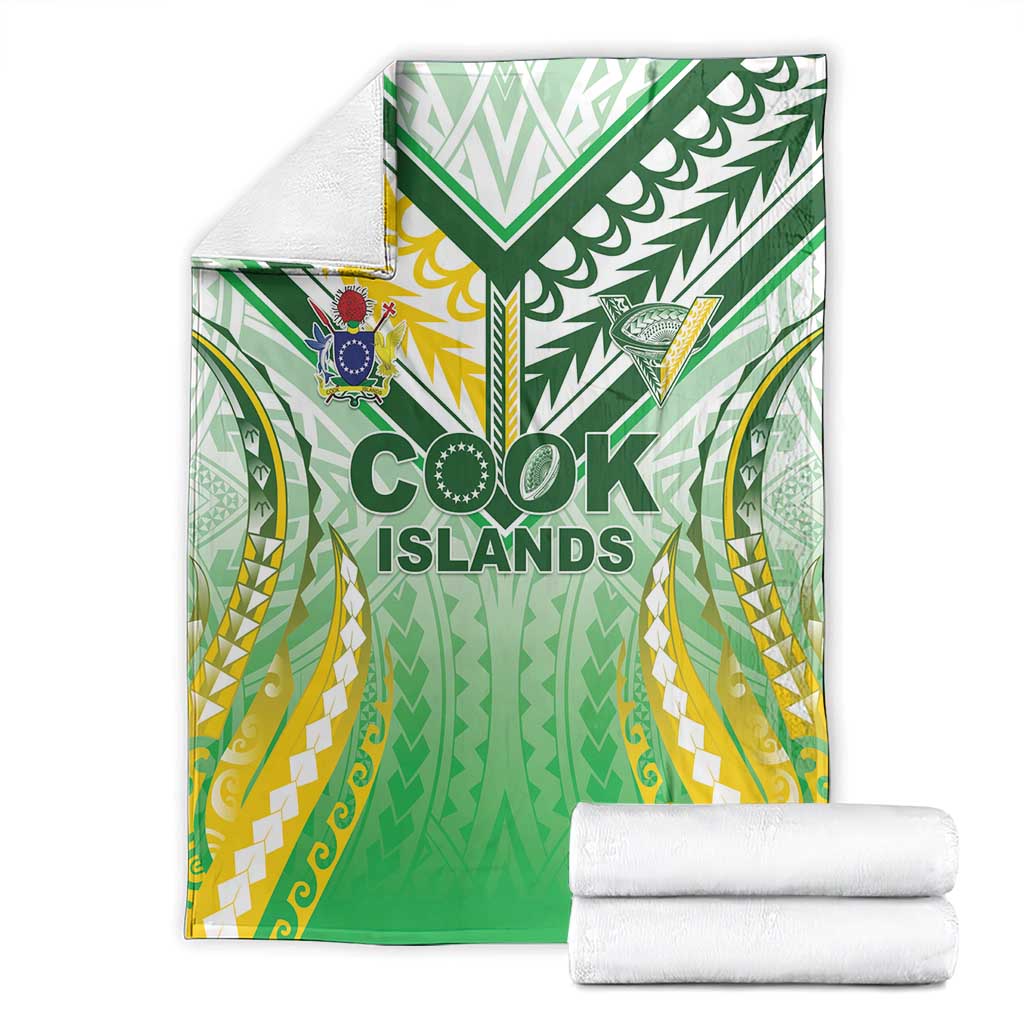 Cook Islands Rugby Blanket Unique Style White Version LT05 - Polynesian Pride
