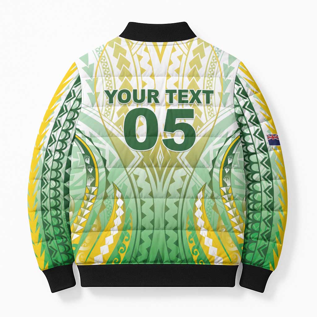 Custom Cook Islands Rugby Bomber Puffer Jacket Unique Style White Version LT05 - Polynesian Pride