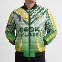 Custom Cook Islands Rugby Bomber Puffer Jacket Unique Style White Version LT05 - Polynesian Pride