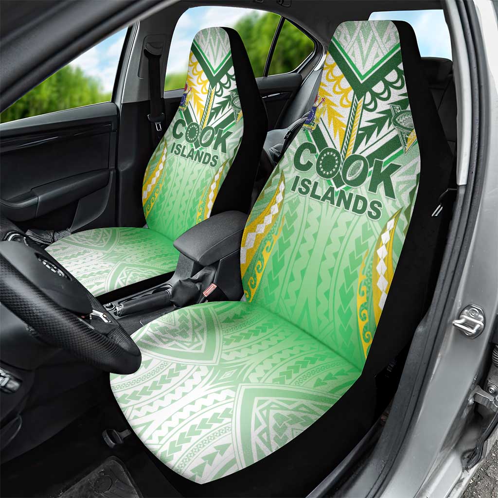 Cook Islands Rugby Car Seat Cover Unique Style White Version LT05 - Polynesian Pride