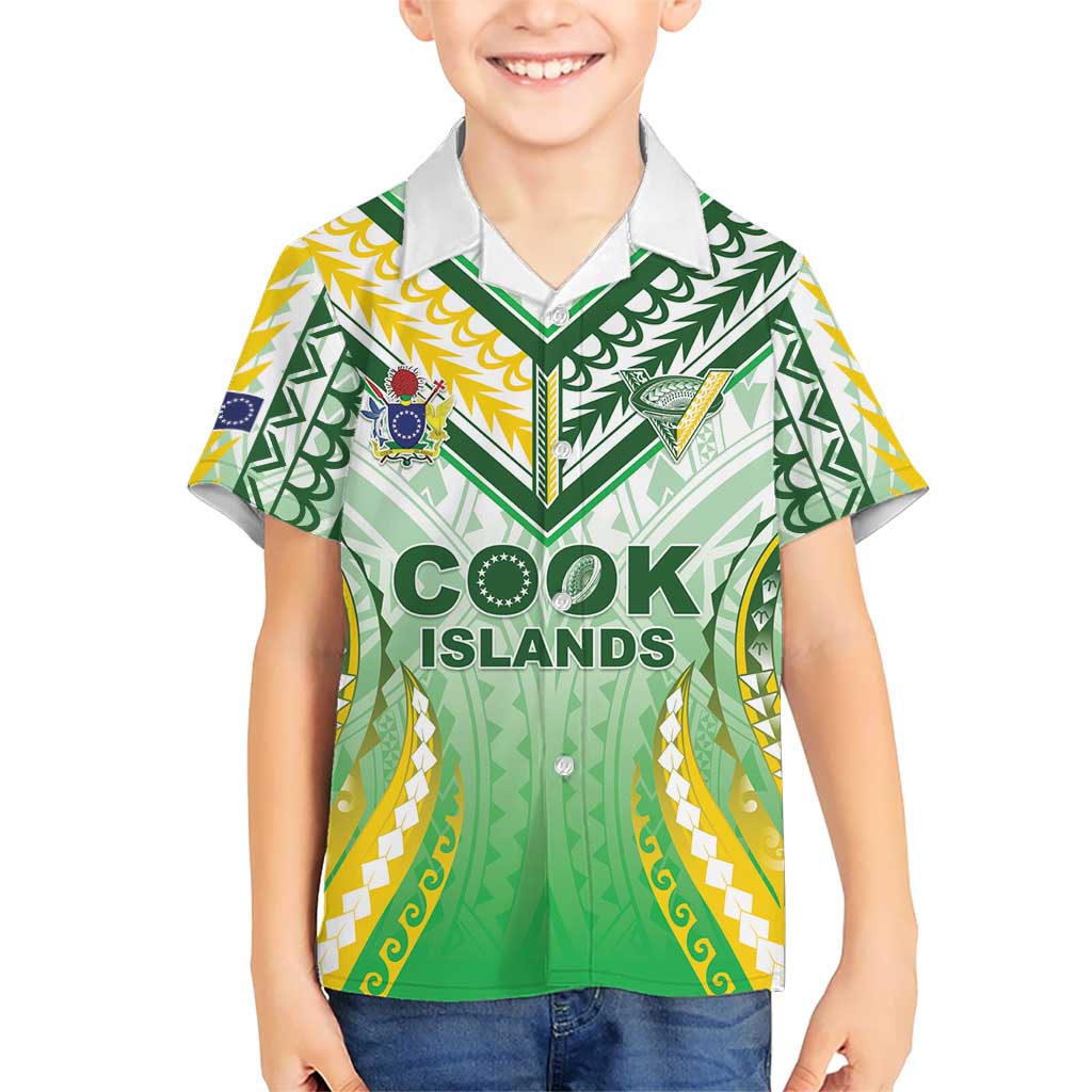 Custom Cook Islands Rugby Kid Hawaiian Shirt Unique Style White Version LT05 Kid White - Polynesian Pride