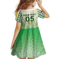 Custom Cook Islands Rugby Kid Short Sleeve Dress Unique Style White Version LT05 - Polynesian Pride