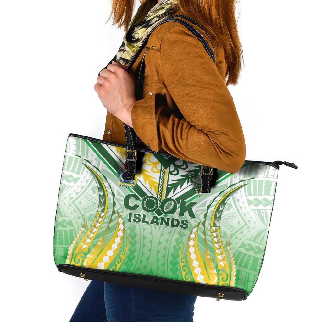 Cook Islands Rugby Leather Tote Bag Unique Style White Version LT05 White - Polynesian Pride