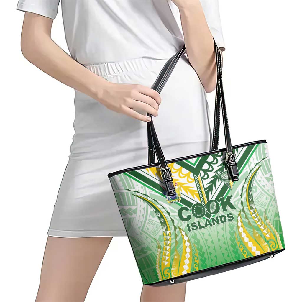 Cook Islands Rugby Leather Tote Bag Unique Style White Version LT05 - Polynesian Pride