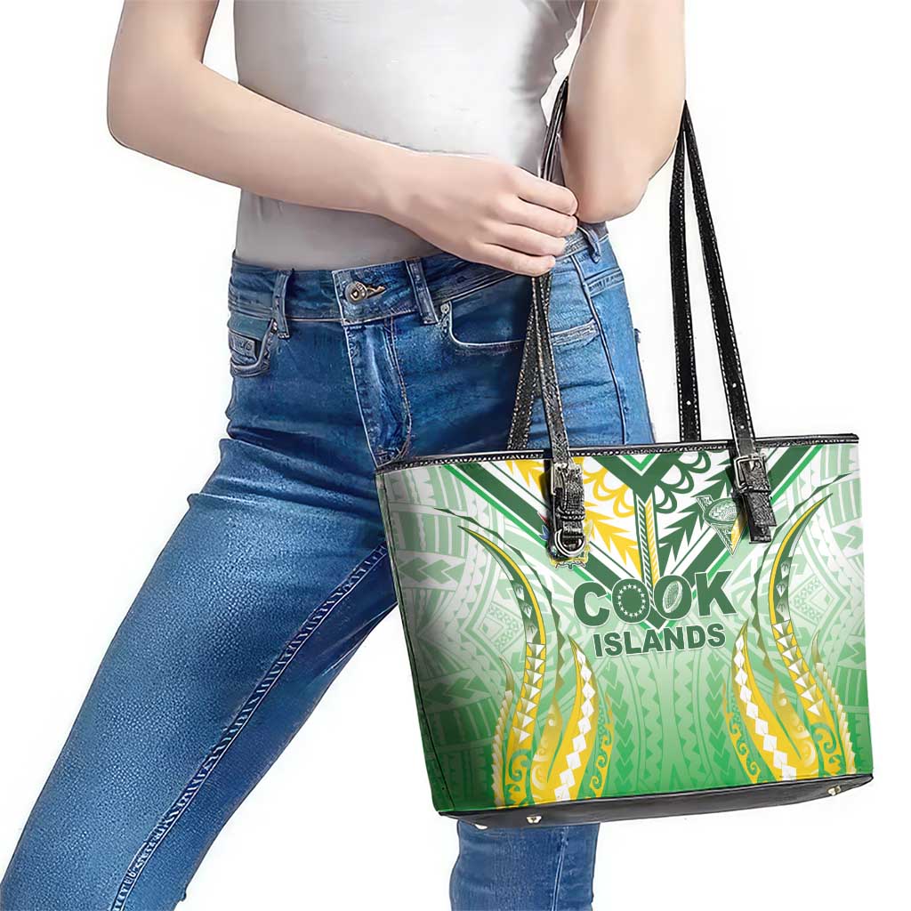 Cook Islands Rugby Leather Tote Bag Unique Style White Version LT05 - Polynesian Pride