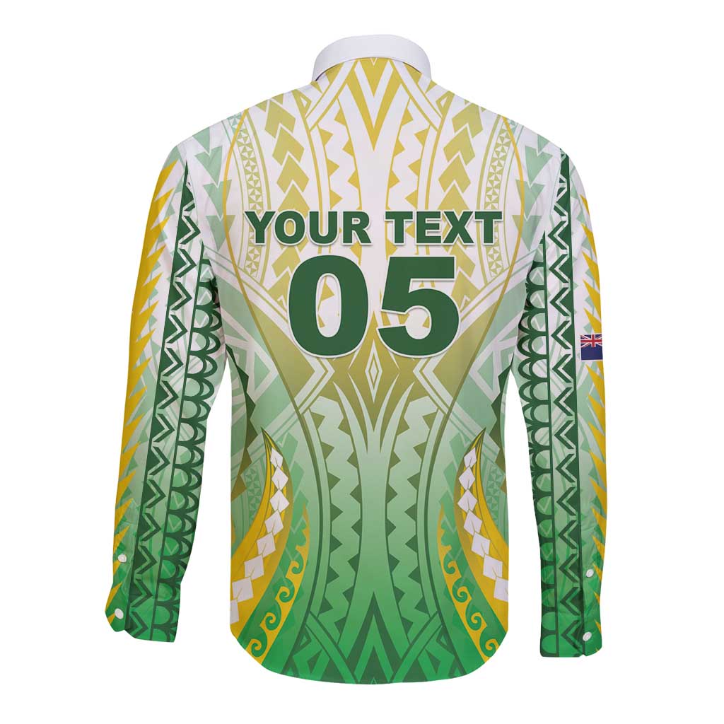 Custom Cook Islands Rugby Long Sleeve Button Shirt Unique Style White Version LT05 - Polynesian Pride