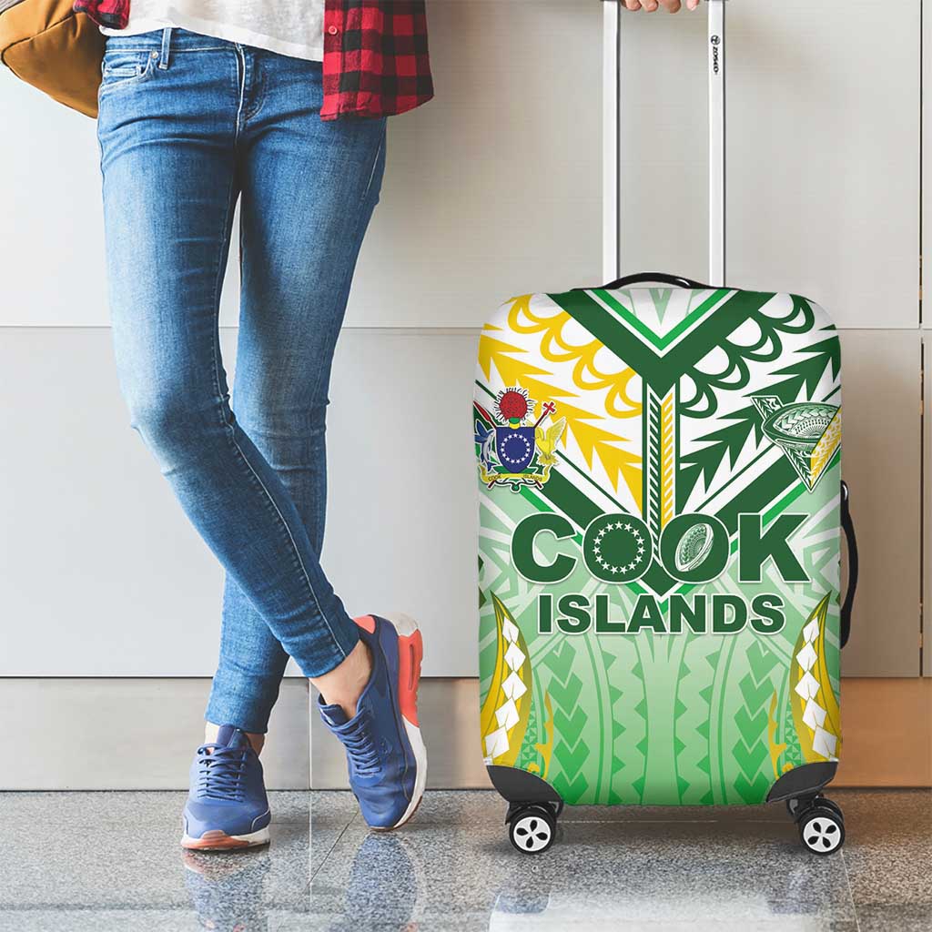 Cook Islands Rugby Luggage Cover Unique Style White Version LT05 - Polynesian Pride