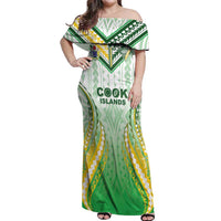 Custom Cook Islands Rugby Off Shoulder Maxi Dress Unique Style White Version LT05 Women White - Polynesian Pride