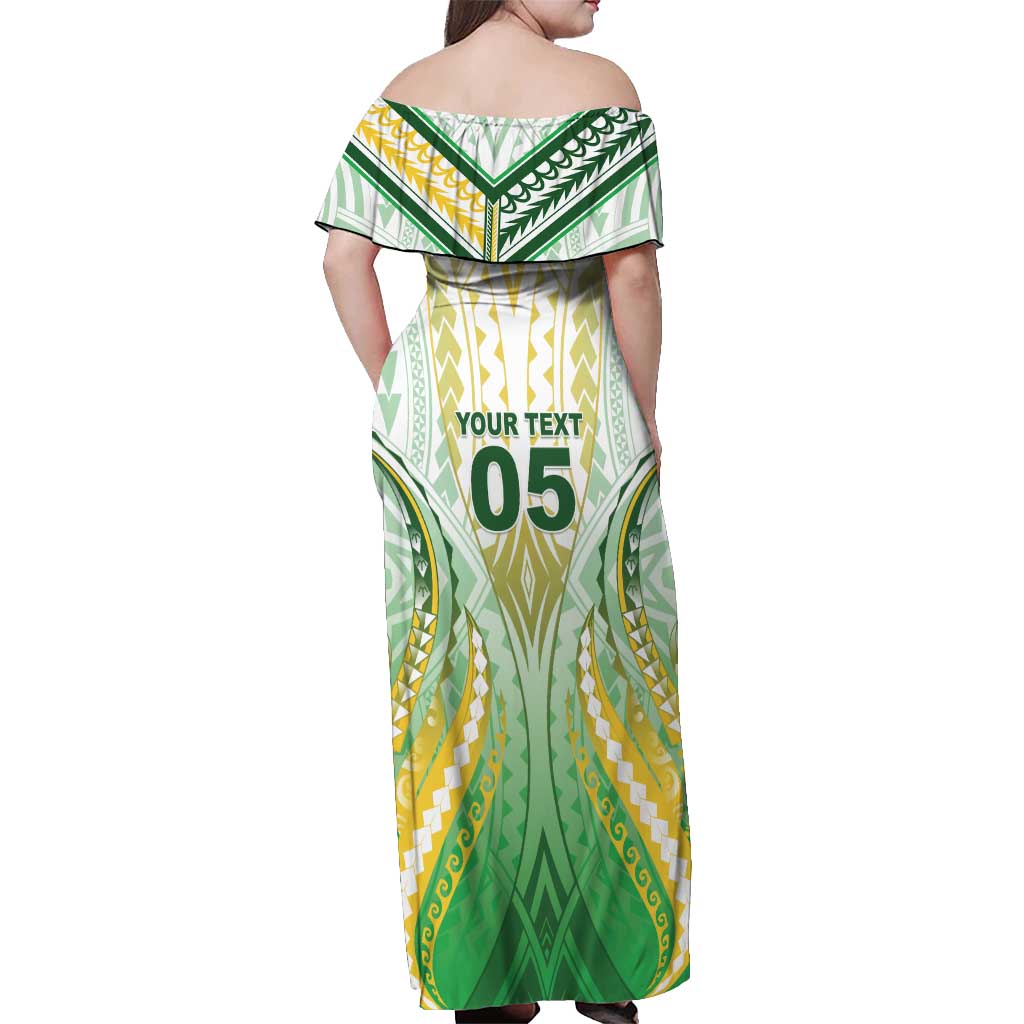 Custom Cook Islands Rugby Off Shoulder Maxi Dress Unique Style White Version LT05 - Polynesian Pride