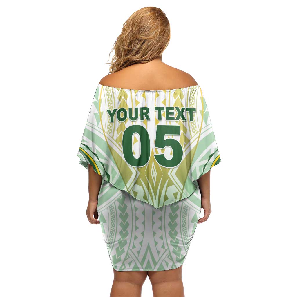 Custom Cook Islands Rugby Off Shoulder Short Dress Unique Style White Version LT05 - Polynesian Pride