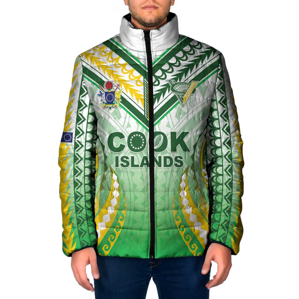 Custom Cook Islands Rugby Padded Jacket Unique Style White Version LT05 Men White - Polynesian Pride