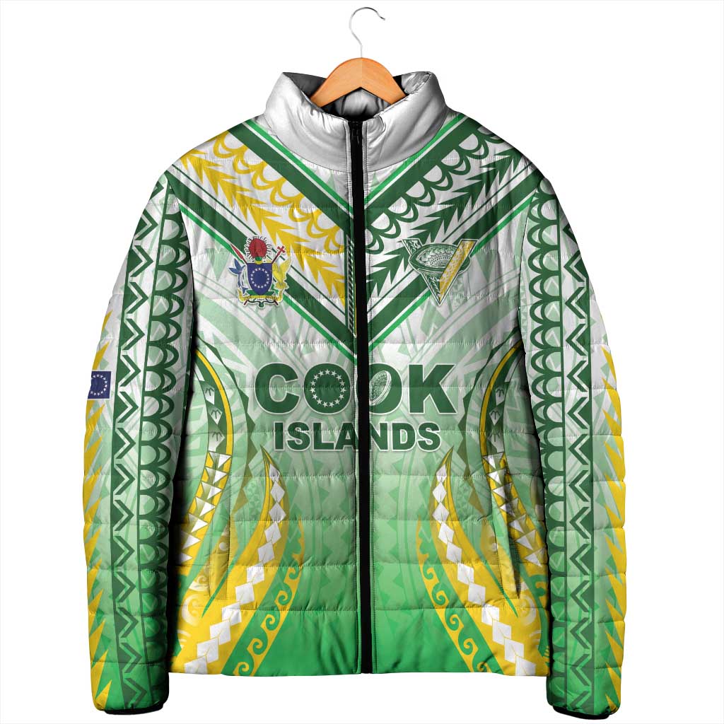 Custom Cook Islands Rugby Padded Jacket Unique Style White Version LT05 - Polynesian Pride