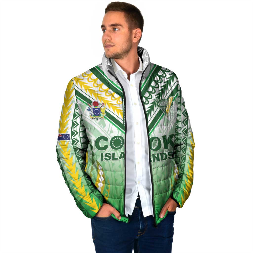 Custom Cook Islands Rugby Padded Jacket Unique Style White Version LT05 - Polynesian Pride