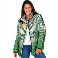 Custom Cook Islands Rugby Padded Jacket Unique Style White Version LT05 Women White - Polynesian Pride